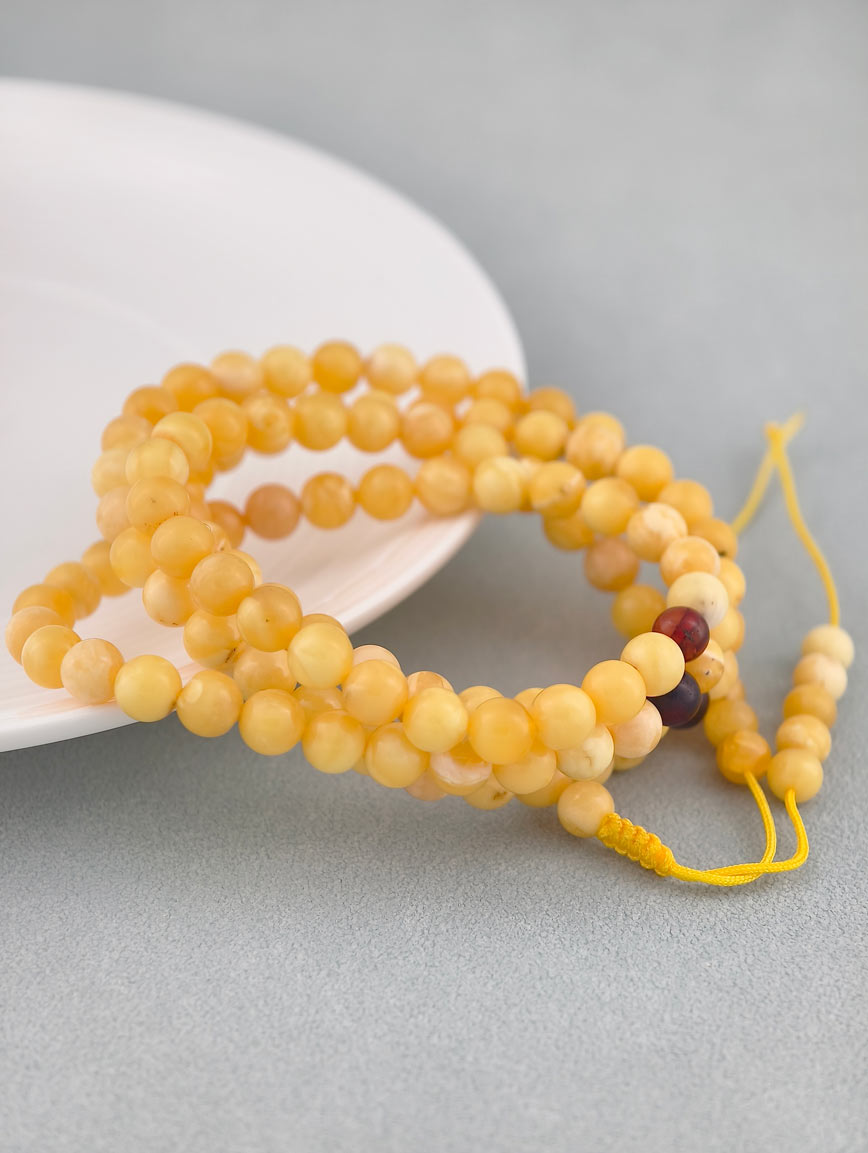Natural Beeswax and Blood Amber Multi-Circle Bracelet image