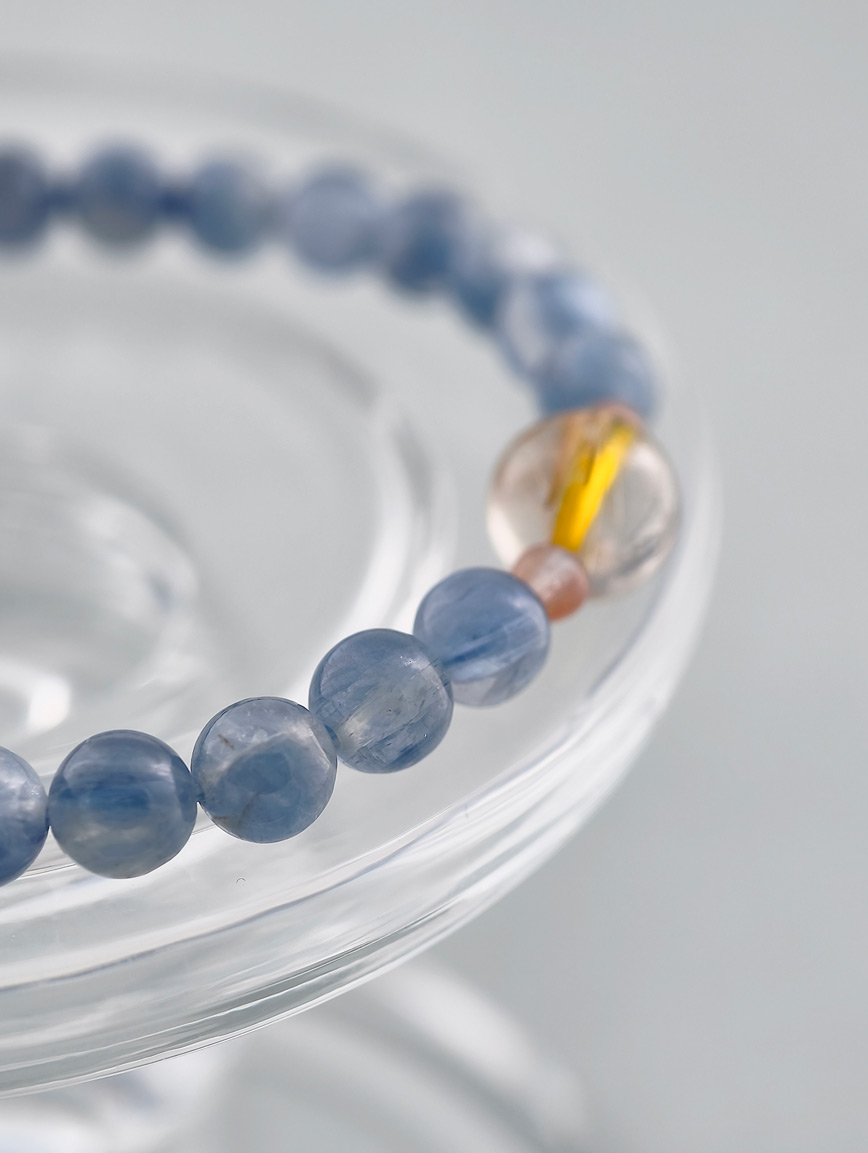 Natural Kyanite and Rutilated Quartz Bracelet image