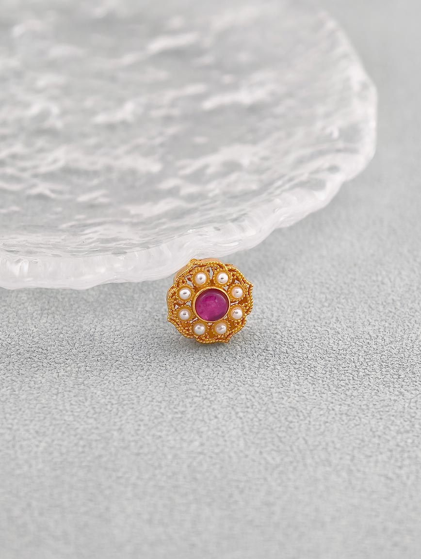 Natural Tourmaline Ruyi Flower Sterling Silver DIY Accessory image