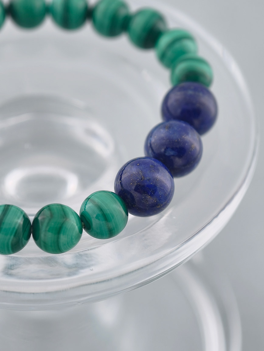 Natural Lapis Lazuli and Malachite Bracelet image