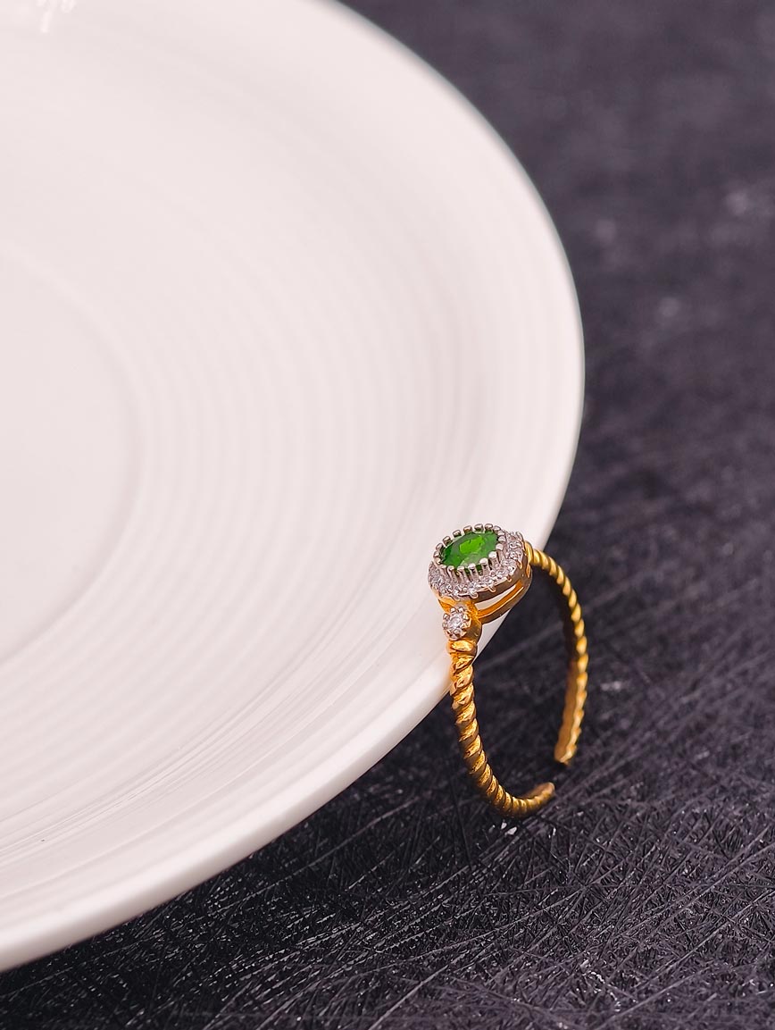 Natural Diopside Open Adjustable Ring image