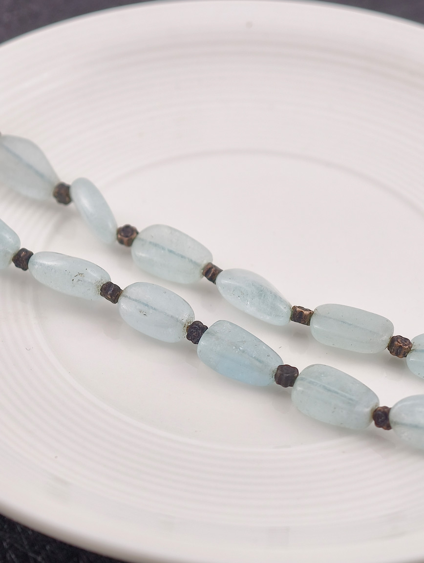 Natural Aquamarine Necklace with S925 Silver Flower image