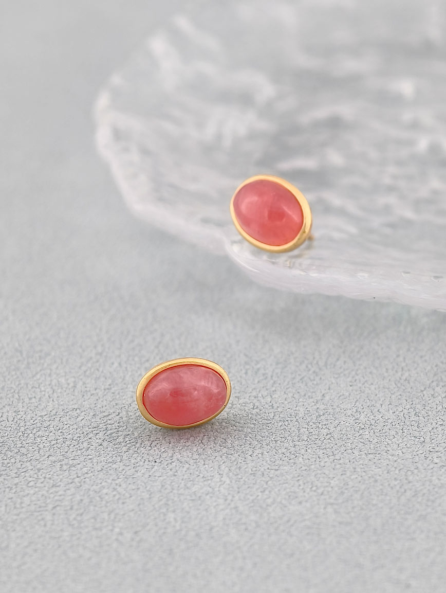 Natural Rhodochrosite Sterling Silver Earrings image