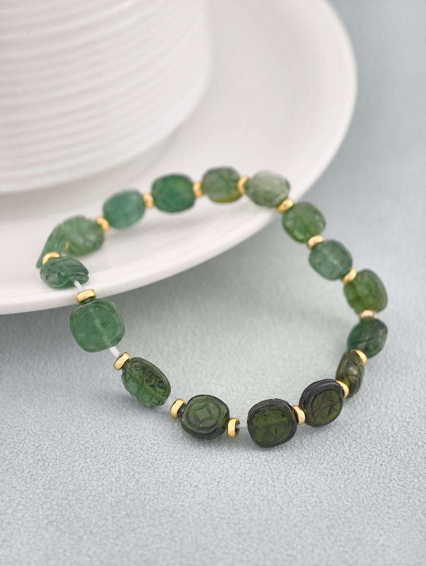 Natural Green Tourmaline Simple Style Bracelet image
