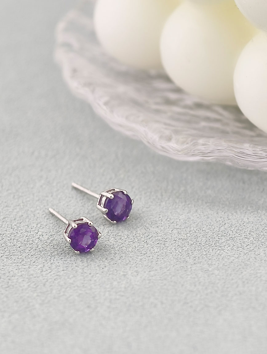 Natural Amethyst Sterling Silver Earrings image