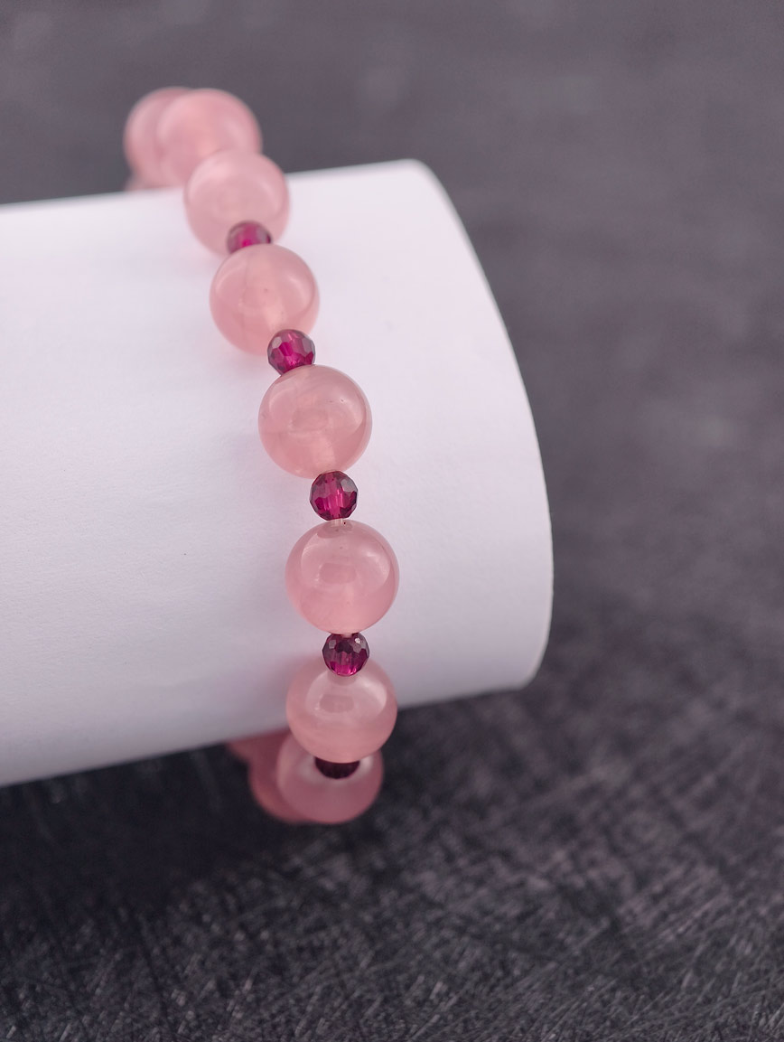 Madagascar Rose Quartz and Garnet Bracelet image