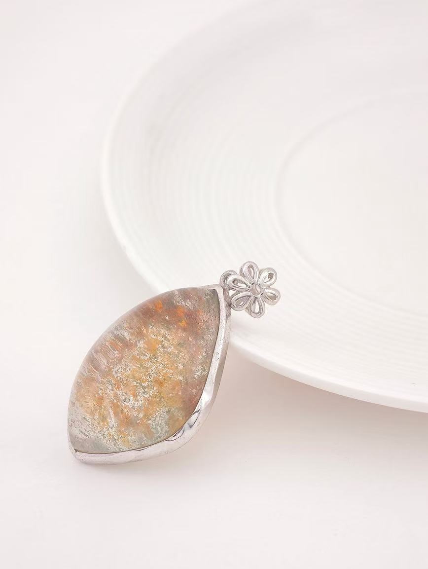 Natural Colorful Phantom Delicate Style Sterling Silver Pendant image