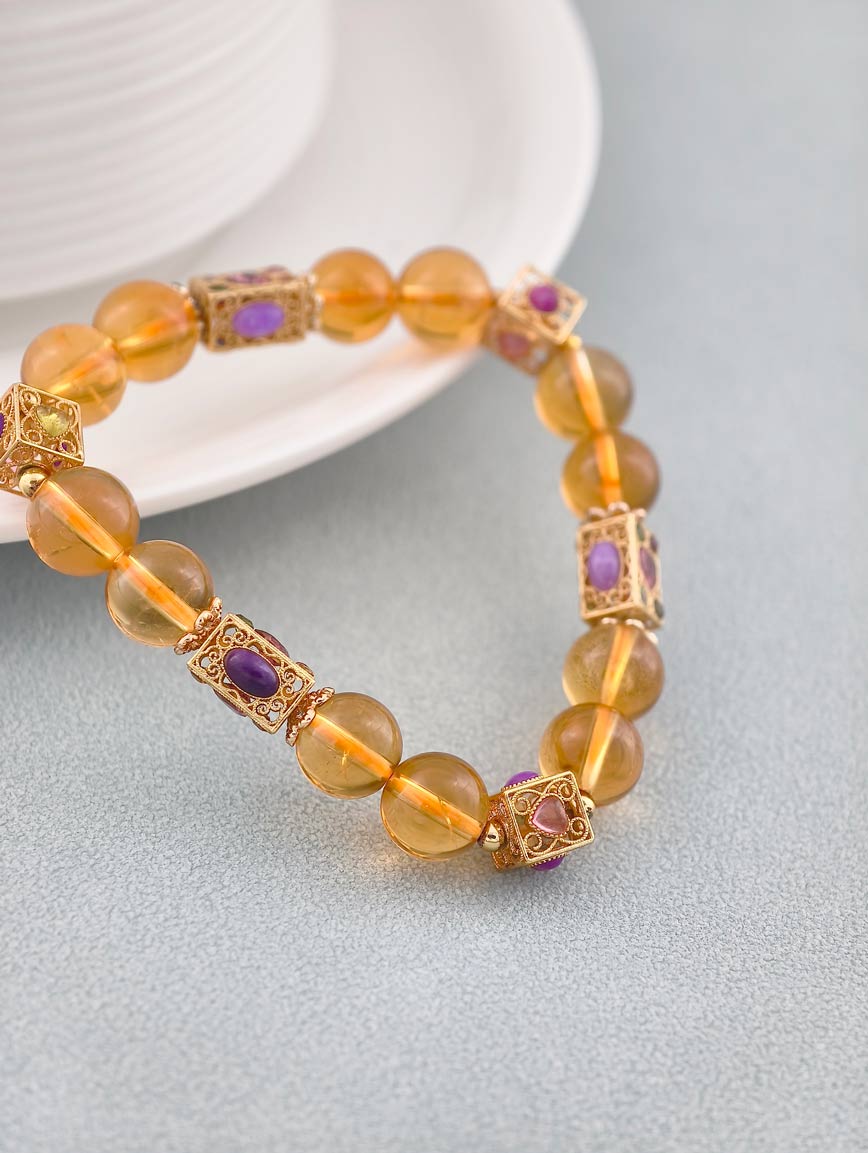 Citrine and Tourmaline Sugilite Bracelet image