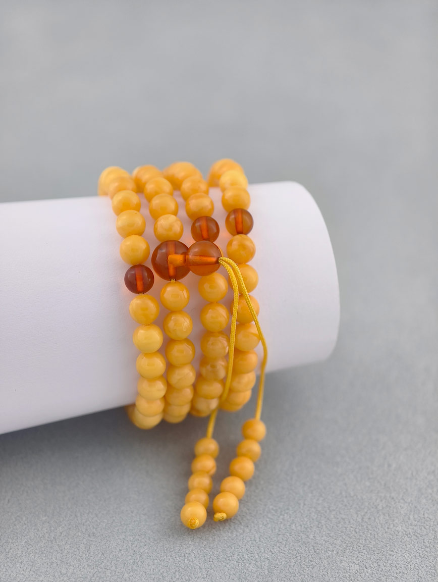 Natural Beeswax and Amber Multi-Circle Bracelet image