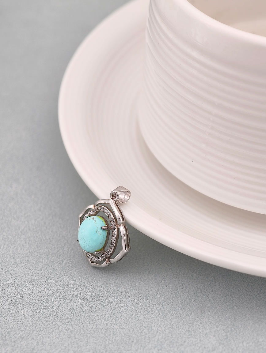 Natural Turquoise Sterling Silver Pendant image