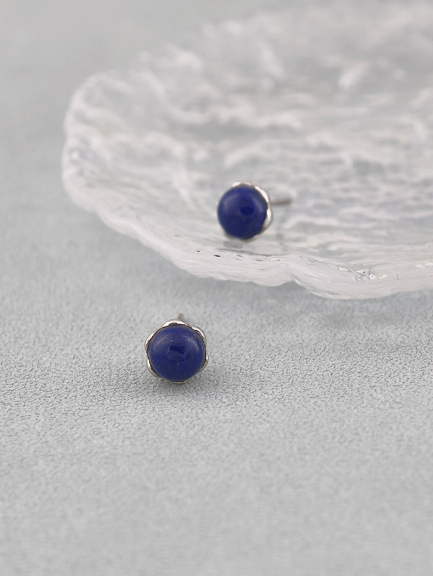 Natural Lapis Lazuli Simple Style Sterling Silver Earrings image