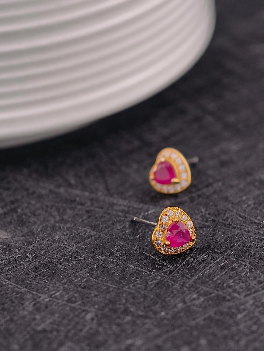 Natural Heart Ruby Sterling Silver Earrings image