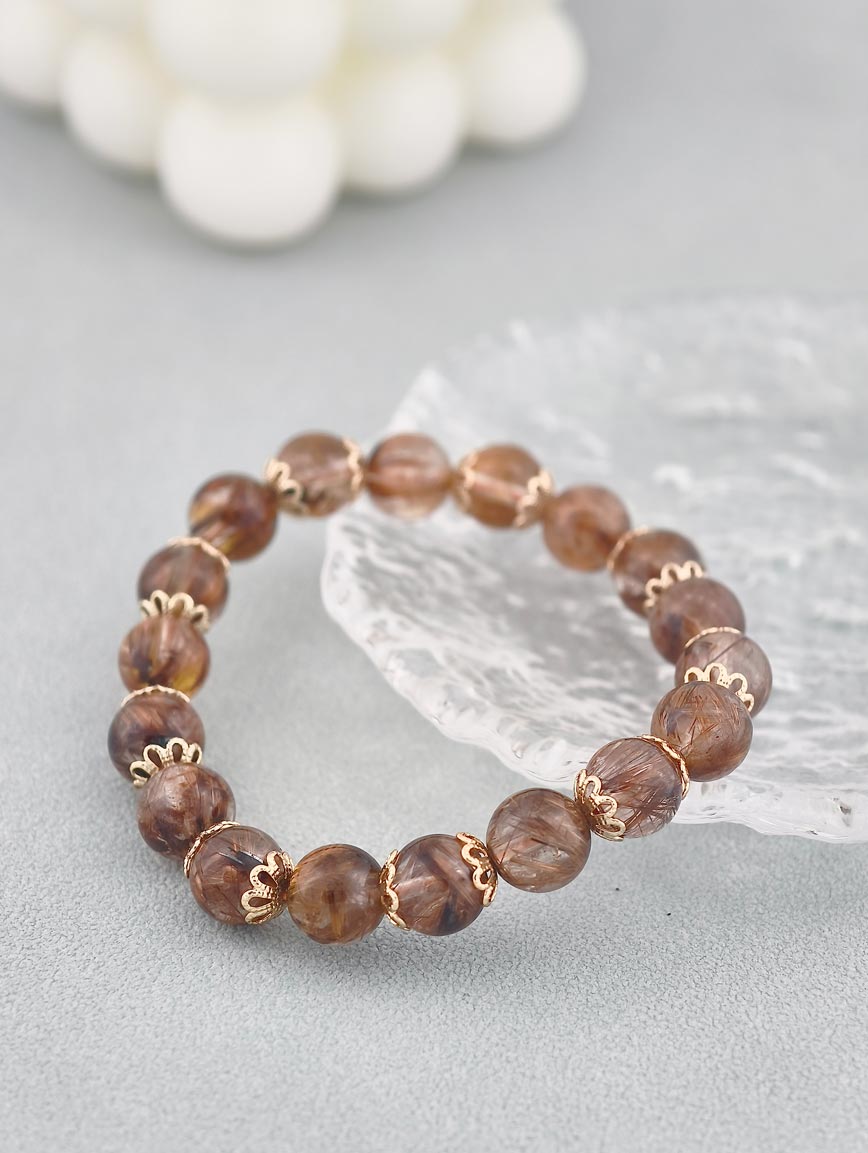 Natural Copper Rutilated Quartz Elegant Bracelet image