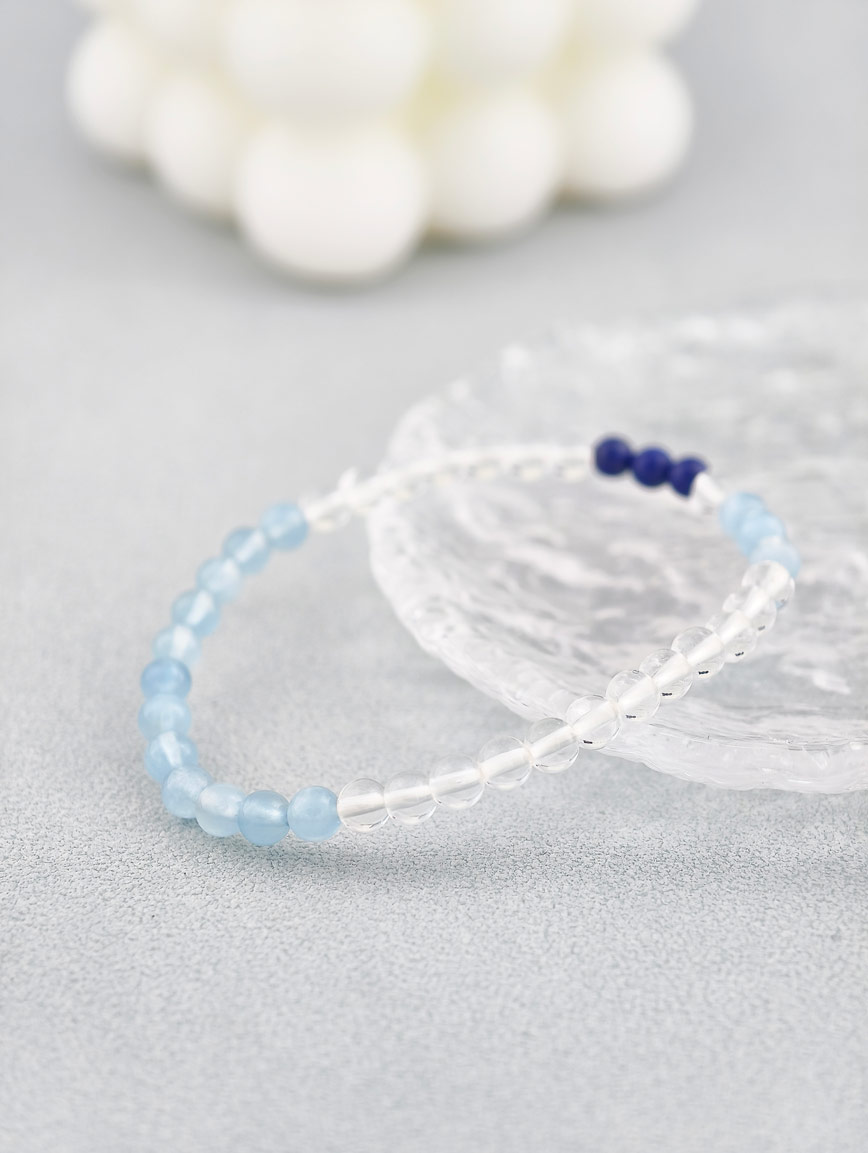 Clear Quartz and Lapis Lazuli Aquamarine Bracelet image