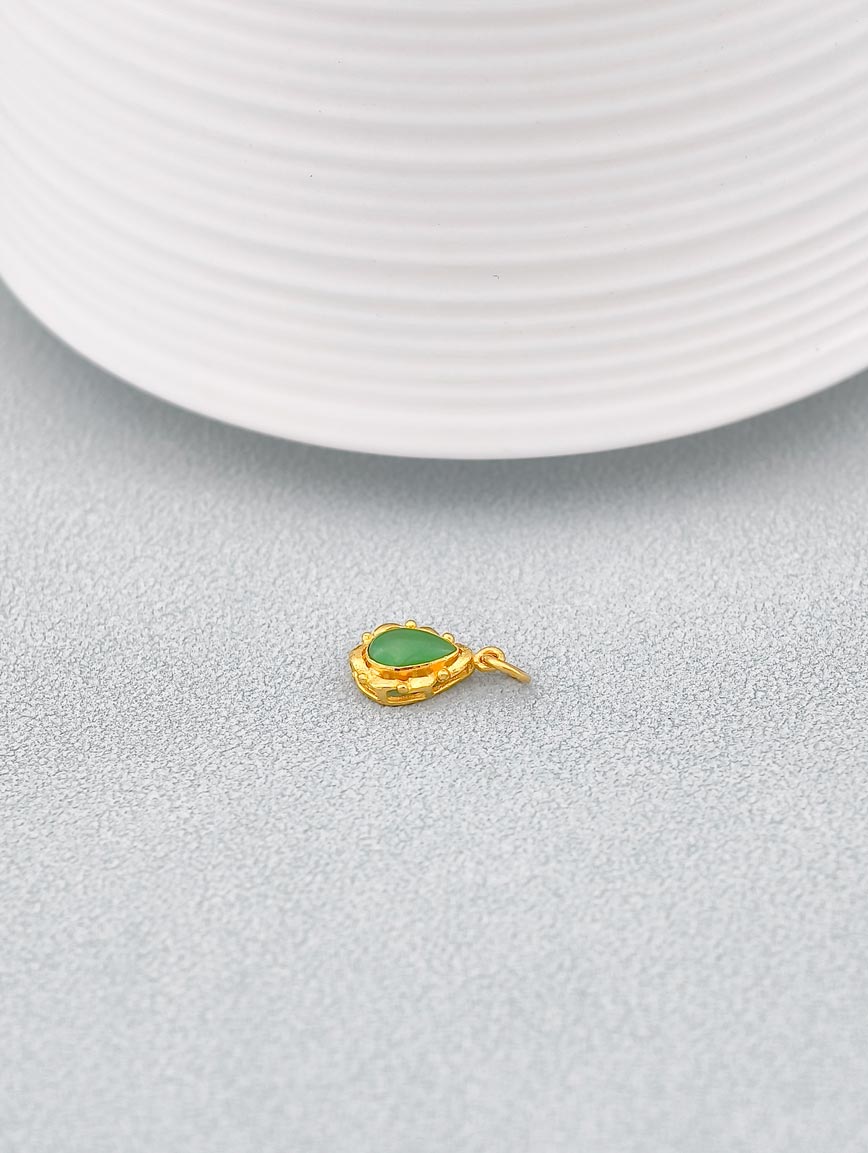 18K Gold Natural Water Drop Shaped Jadeite Pendant image