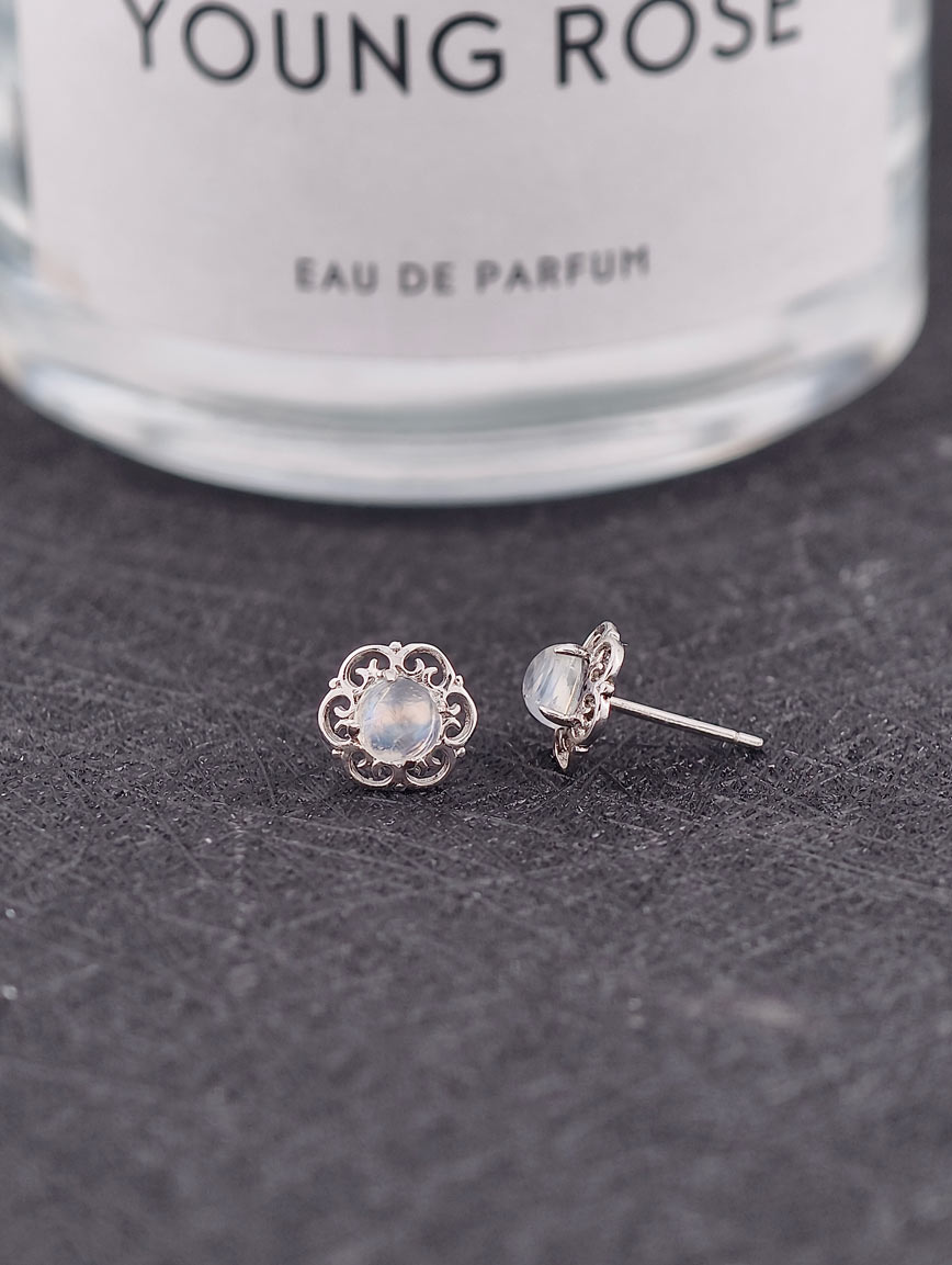 Natural Blue Moonstone Sterling Silver Earrings image