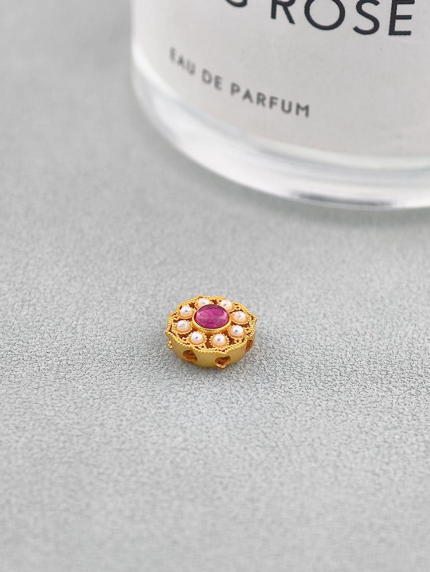 Natural Tourmaline Ruyi Flower Sterling Silver DIY Accessory image