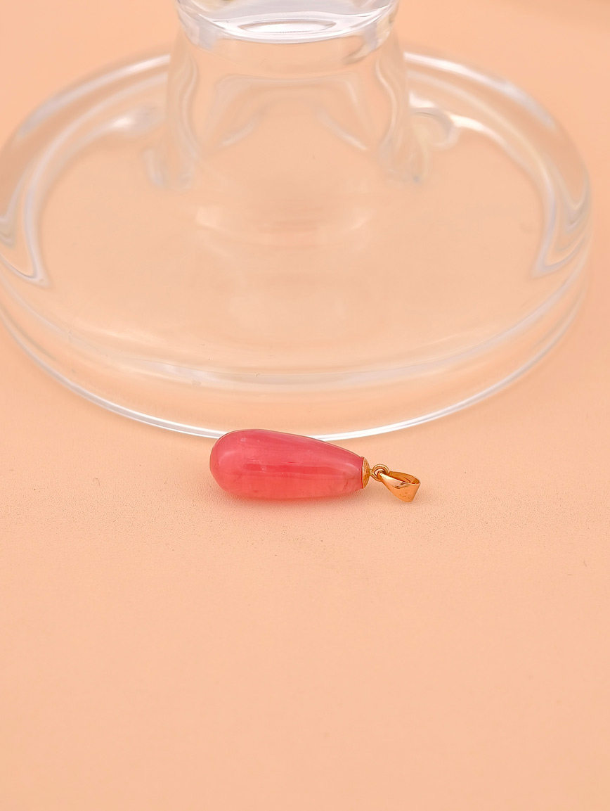 18K Gold Natural Rhodochrosite Pendant image