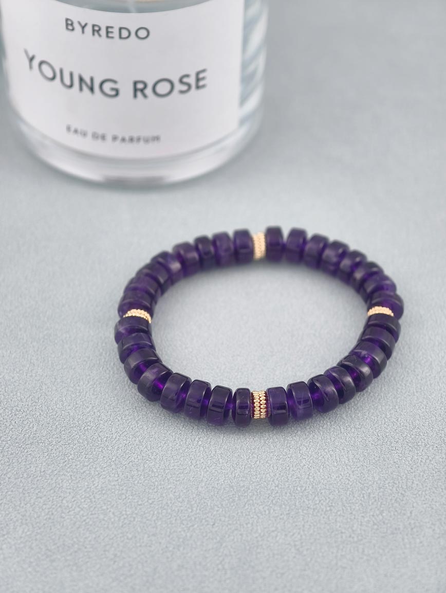 Amethyst Wheel Bead Simple Style Bracelet image