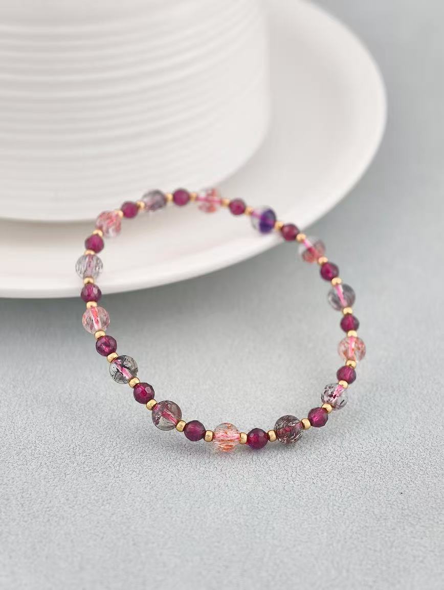 Natural Super Seven and Garnet Bracelet image