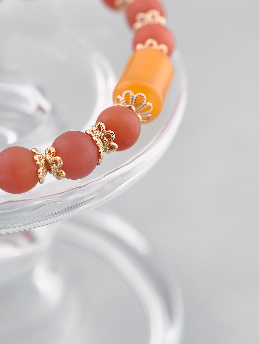 Natural South Red Agate and Beeswax Bracelet image