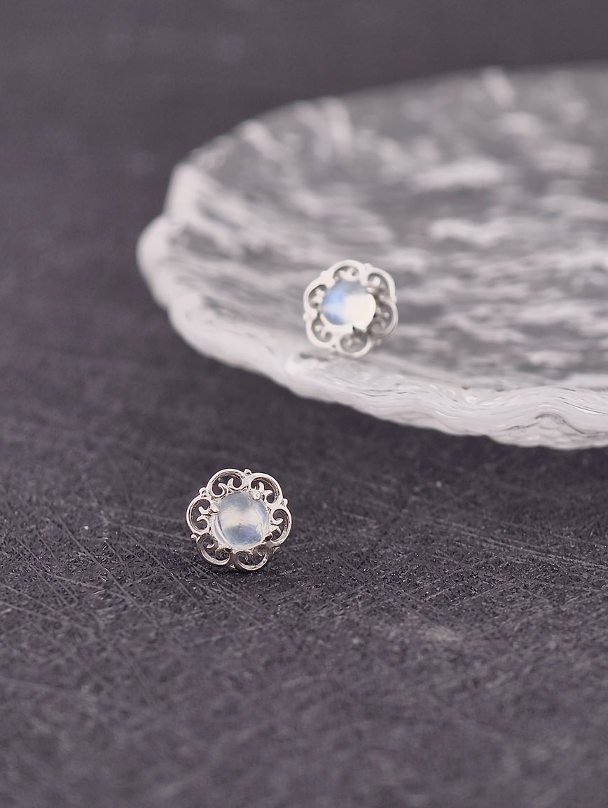 Natural Blue Moonstone Sterling Silver Earrings image