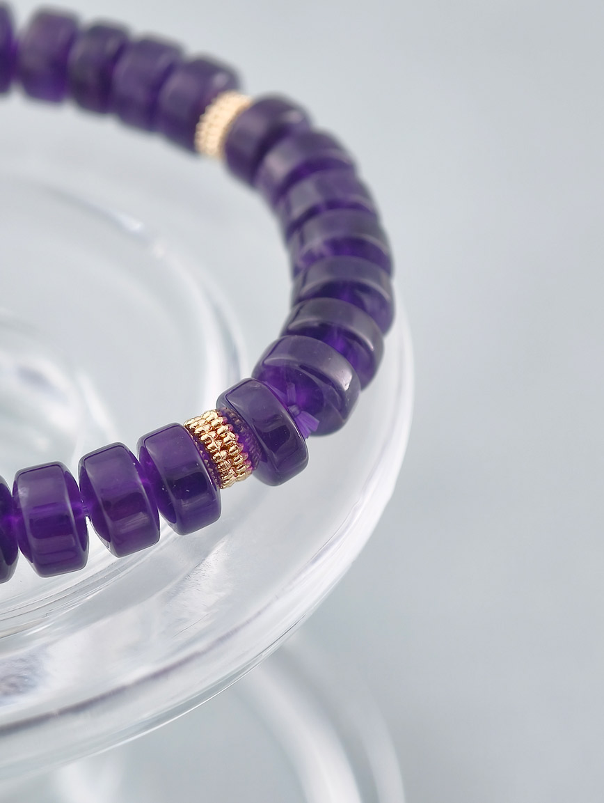 Amethyst Wheel Bead Simple Style Bracelet image