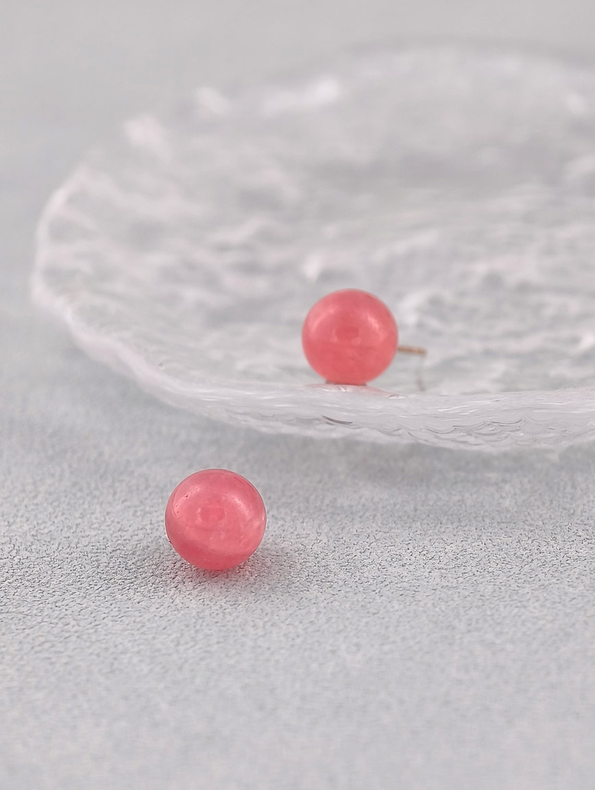 18K Gold Natural Rhodochrosite Earrings image