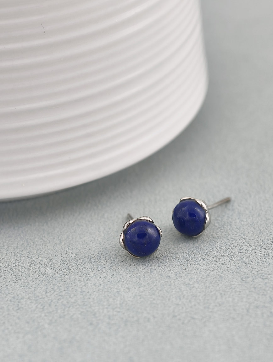 Natural Lapis Lazuli Simple Style Sterling Silver Earrings image
