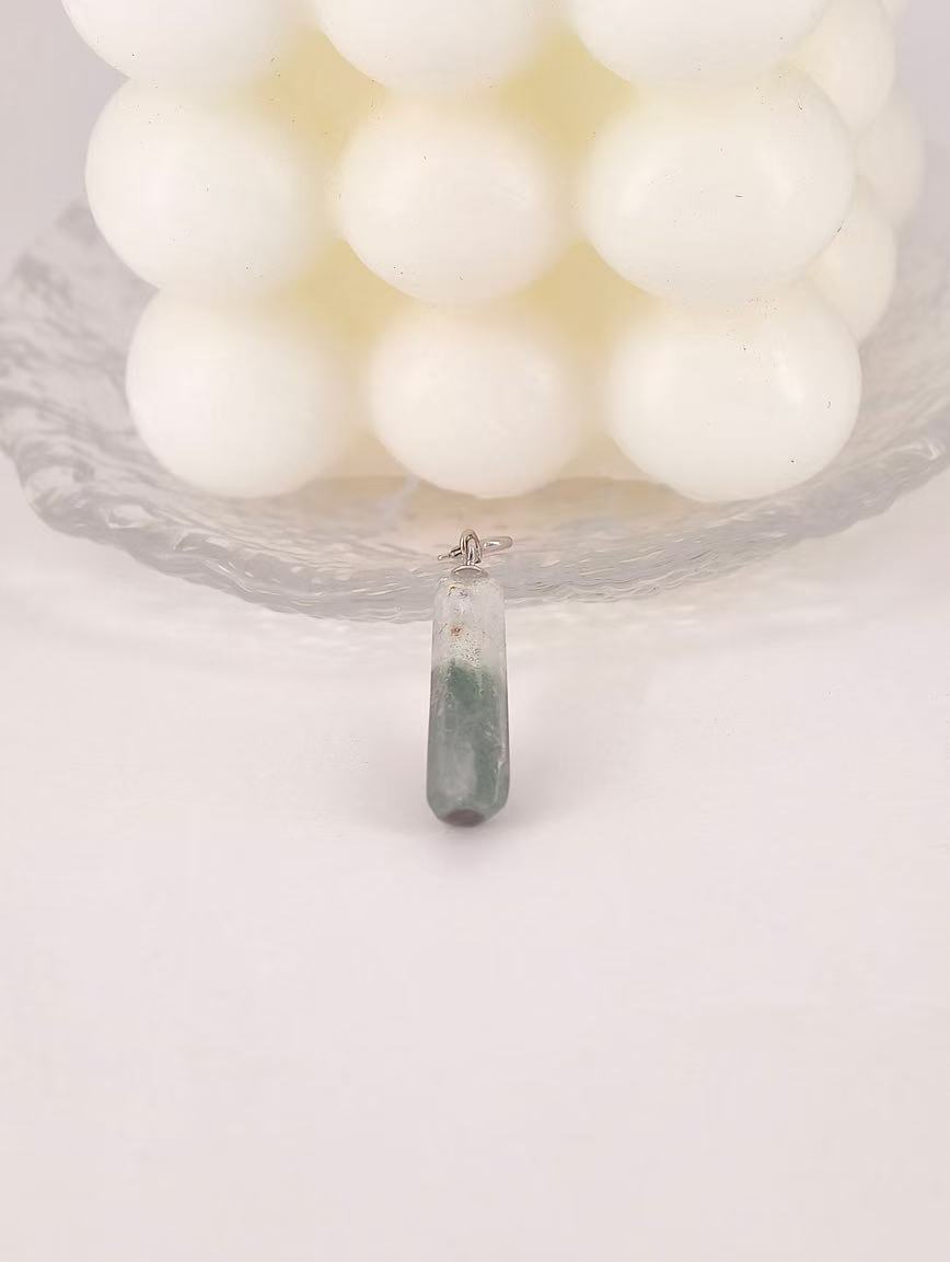 Natural Green Phantom Sterling Silver Pendant image