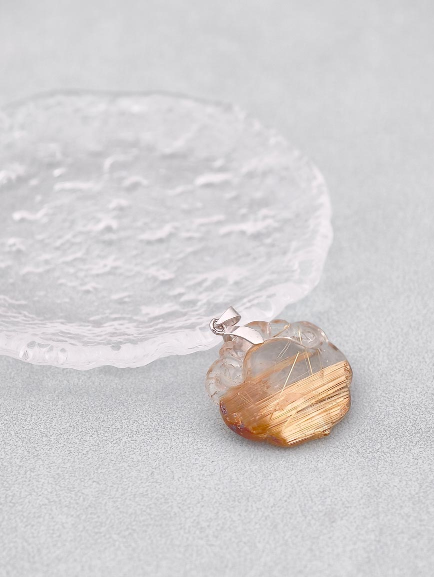 Natural Rutilated Quartz Sterling Silver Pendant image