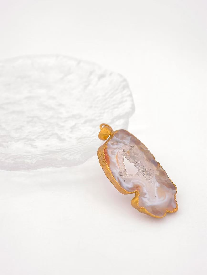Natural Geode Agate Pendant image