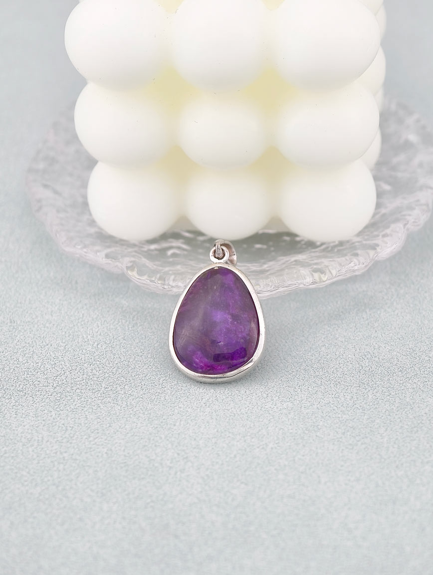 Natural Sugilite Simple Style Sterling Silver Pendant image
