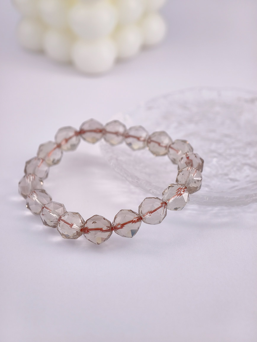 Natural Diamond Cut Smoky Quartz Bracelet image