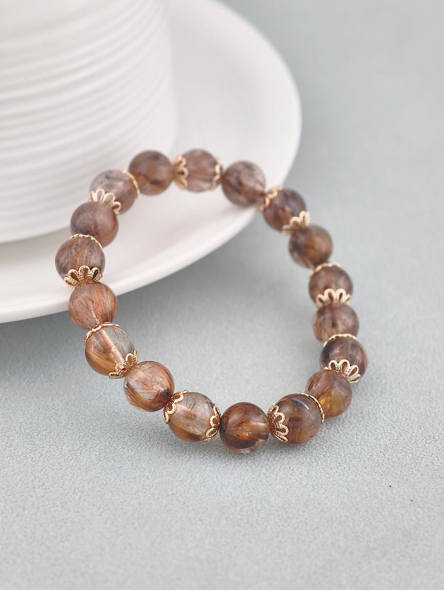 Natural Copper Rutilated Quartz Elegant Bracelet image