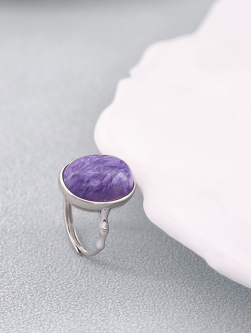 Sterling Silver Inlaid Natural Charoite Ring image