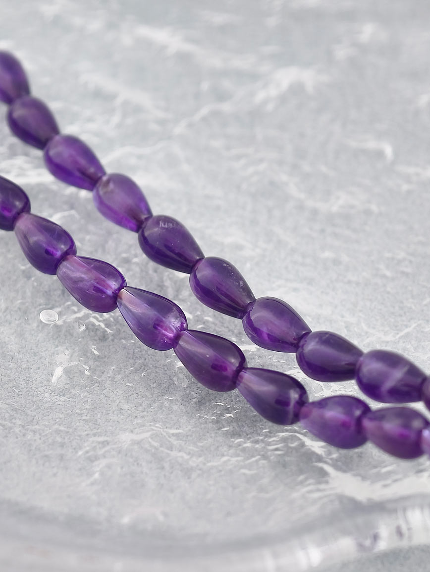 Natural Drop-Shaped Amethyst Three-Wrap Bracelet image