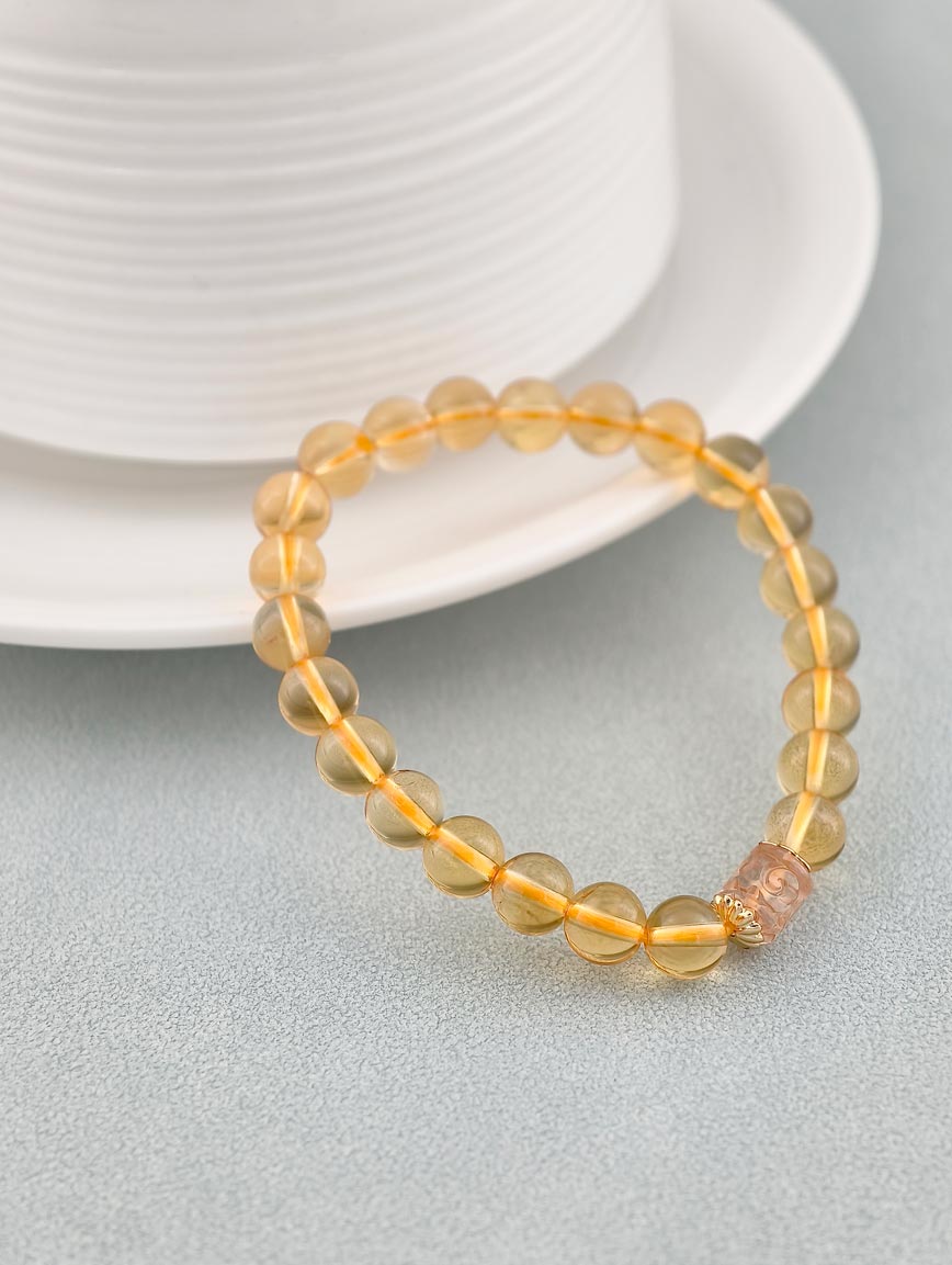 Natural Citrine and Yellow Tourmaline Lucky Bead Bracelet image