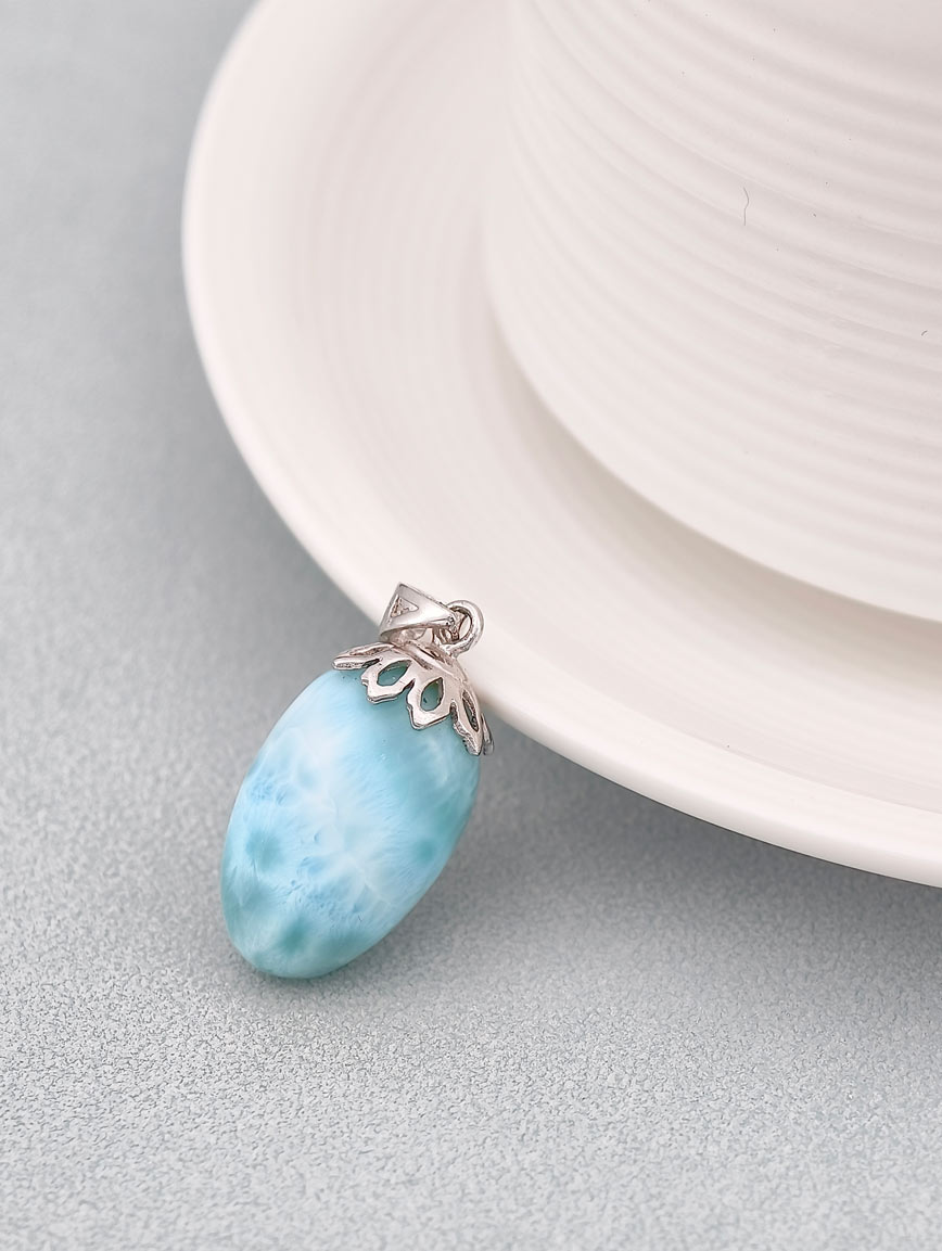 Natural Larimar Sterling Silver Pendant image