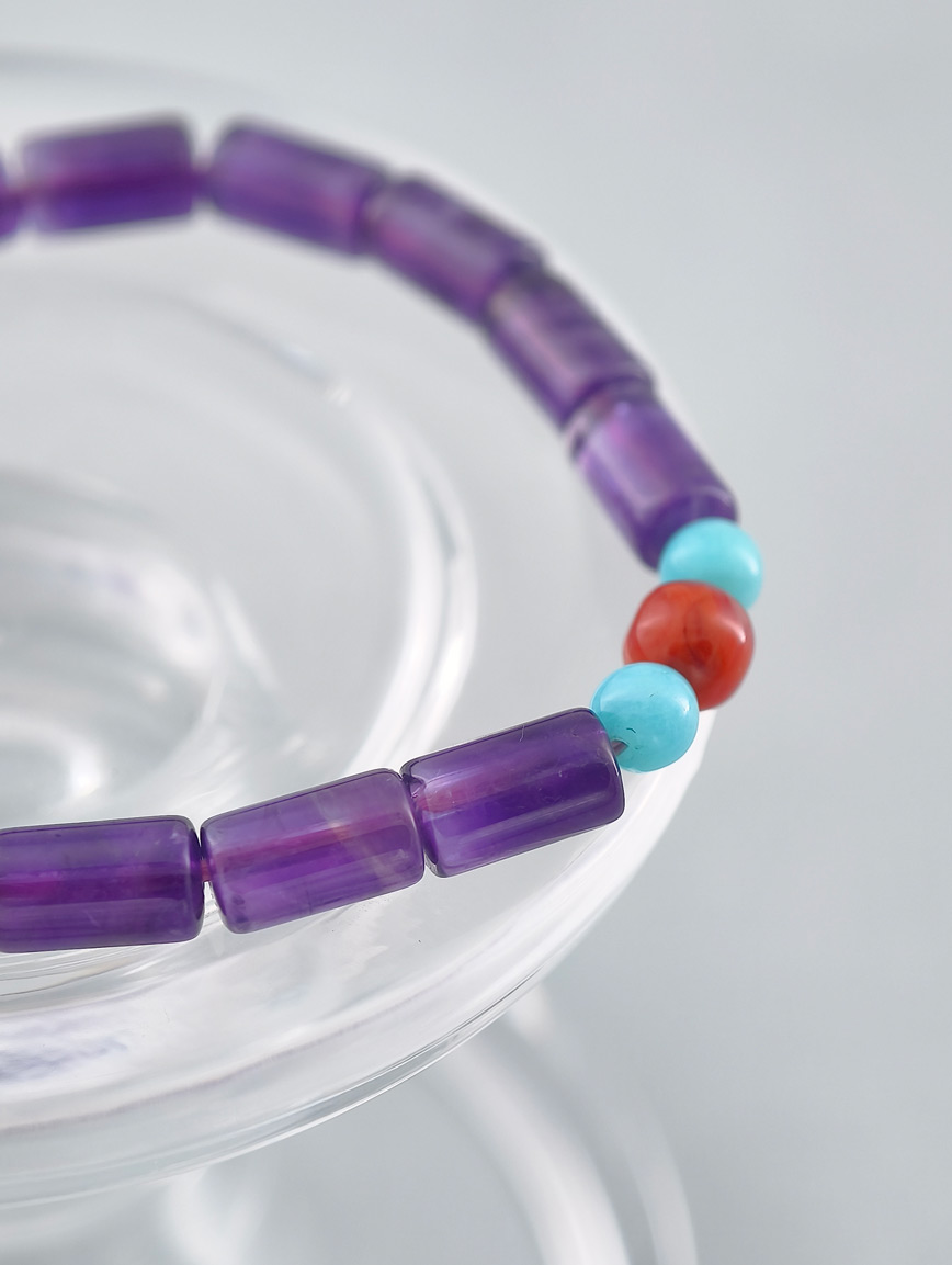 Natural Amethyst and Amazonite South Red Agate Bracelet image