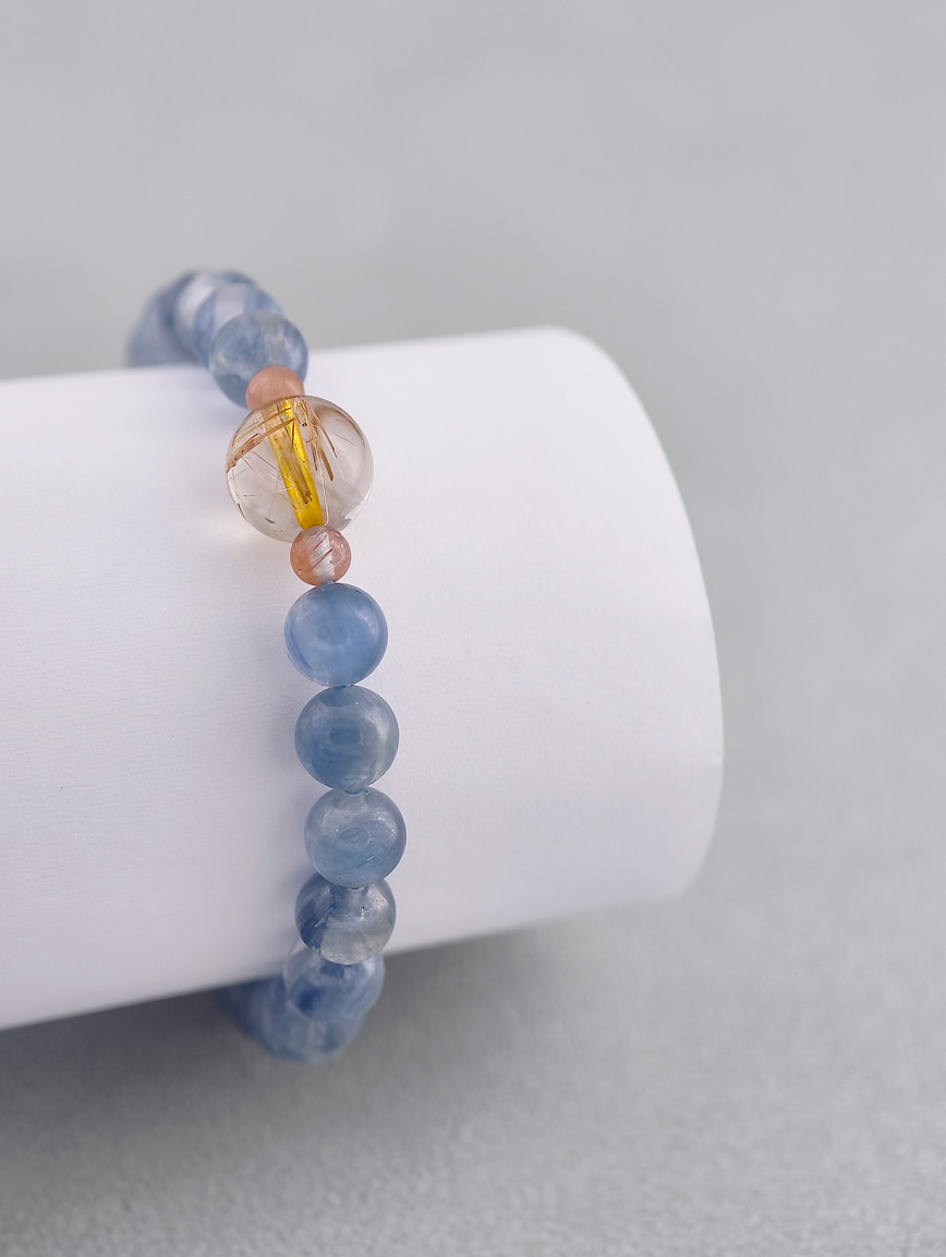 Natural Kyanite and Rutilated Quartz Bracelet image