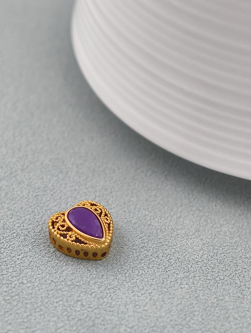 Heart Shaped 18K Gold Natural Sugilite DIY Accessory image