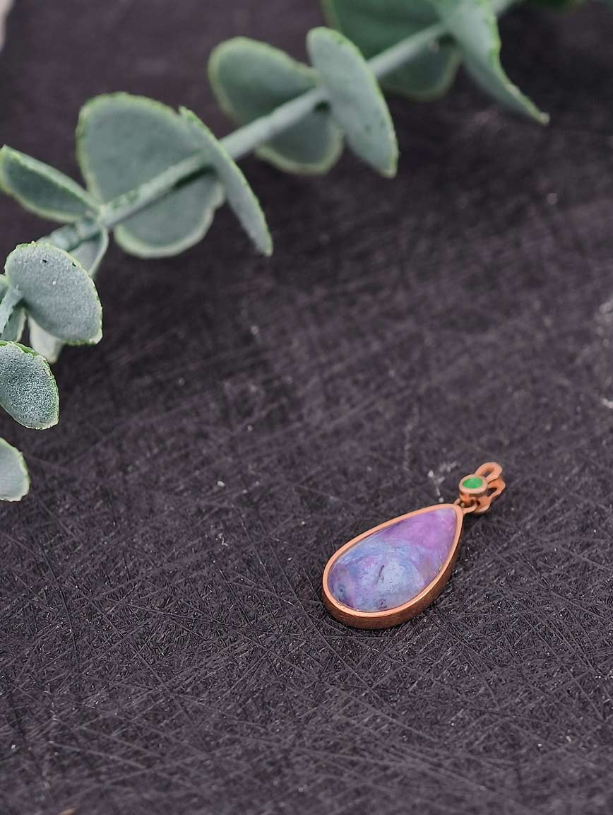 Natural Water Drop Sugilite Sterling Silver Pendant image