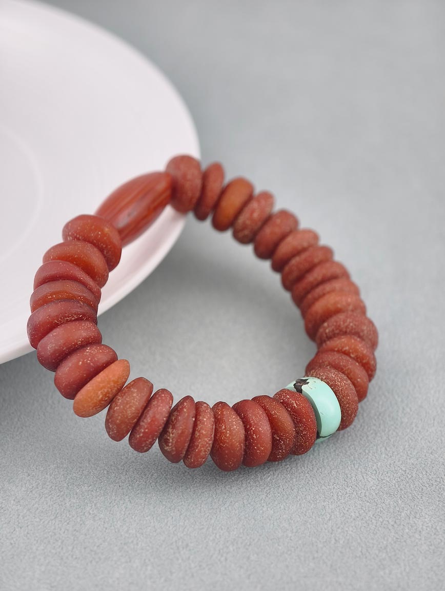 Natural Beeswax and South Red Agate Turquoise Bracelet image