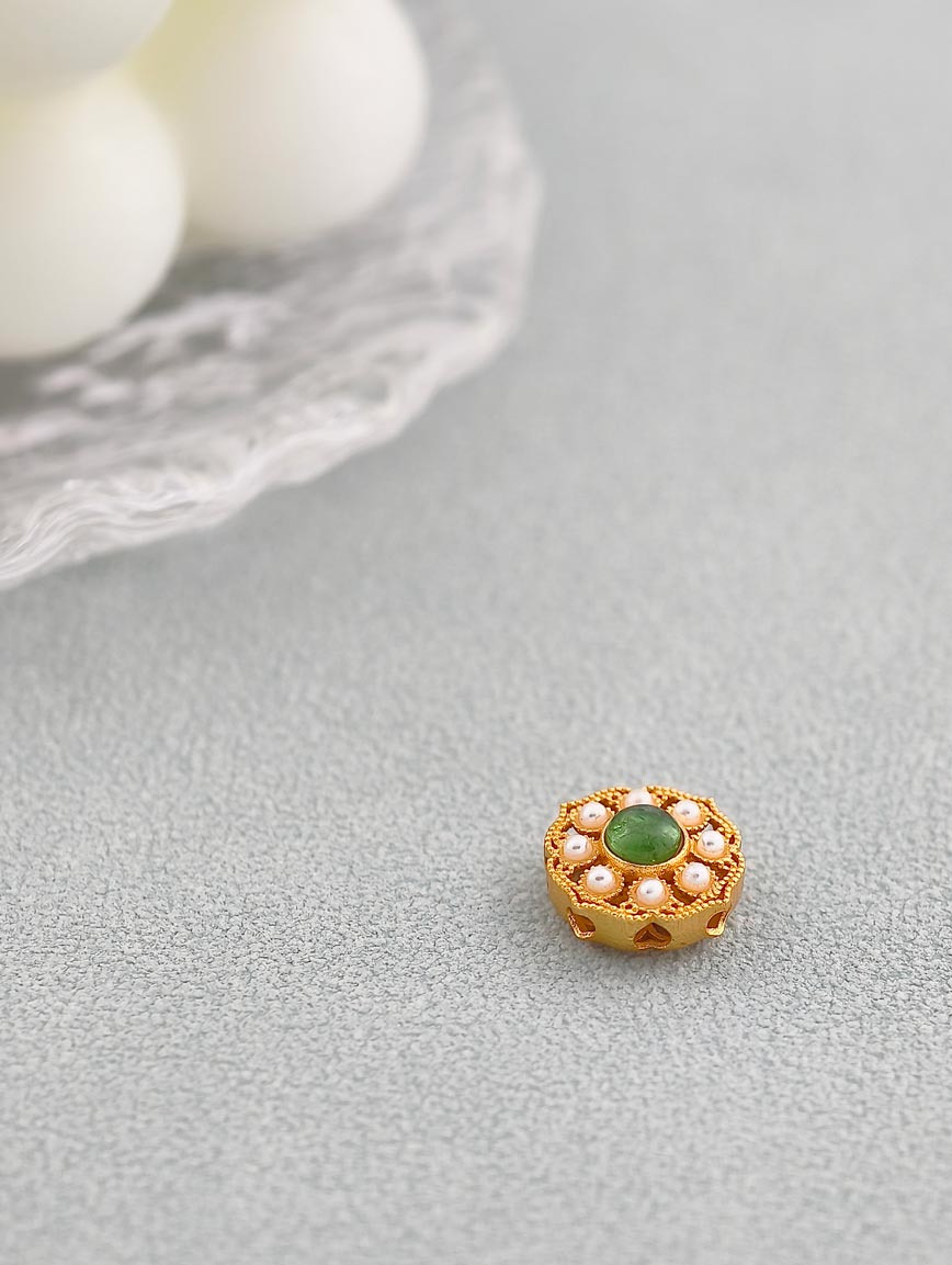 Natural Tourmaline Ruyi Flower Sterling Silver DIY Accessory image