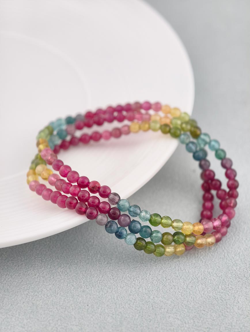 Natural Rainbow Tourmaline Three-Wrap Bracelet image