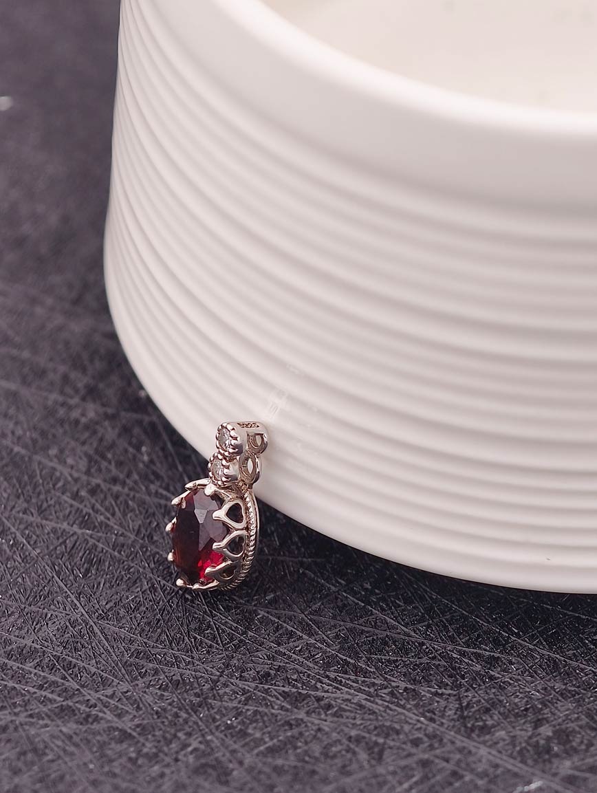 Natural Garnet Sterling Silver Pendant image