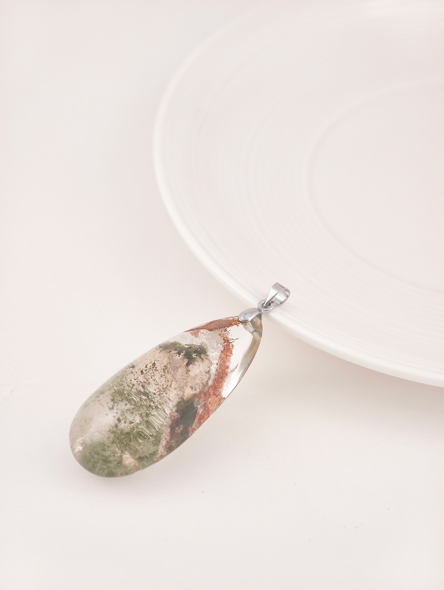 Natural Colorful Phantom Sterling Silver Pendant image