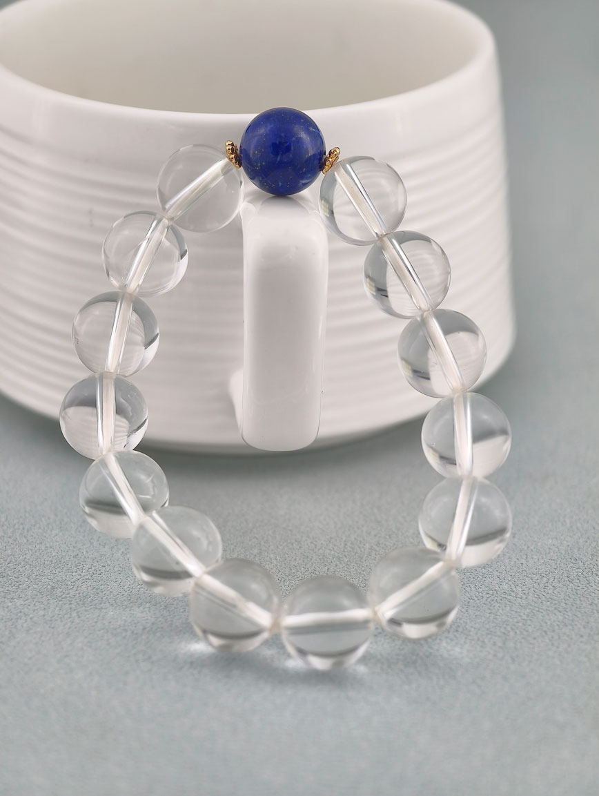Natural Clear Quartz and Lapis Lazuli Bracelet image