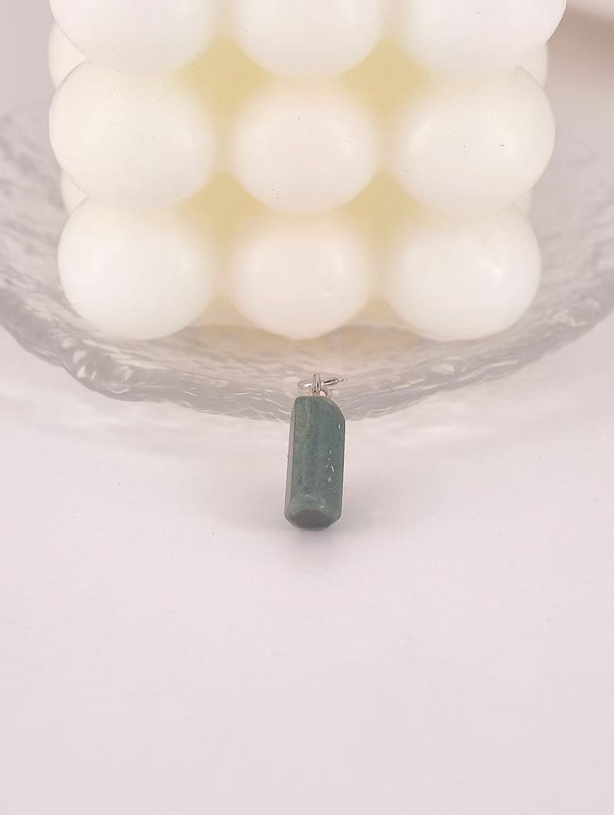 Natural Green Phantom Simple Style Sterling Silver Pendant image